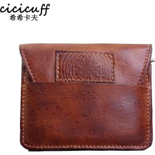 100% Original Leather Coin Purse Vintage Mens Mini Flap Coin Wallet Brand Cow Leather Women and Men Purses Money Change Pocket