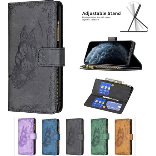 Leather Zipper Flip Wallet Case For iPhone 11 12 Pro Max 12Mini X XS Max XR 7 8 Plus SE 2020 Cover
