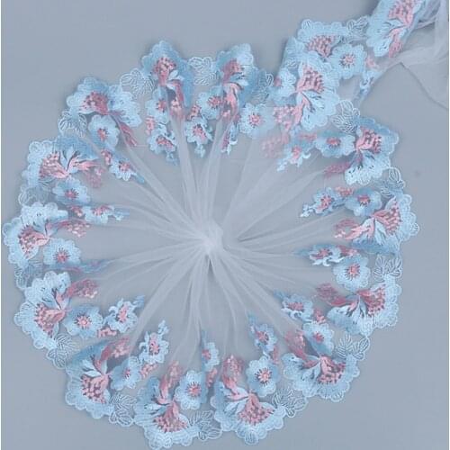 20Yards Embroidered Mesh Lace Trim DIY Floral Lace Fabric Garment Accessories Sewing Craft For Doll Material