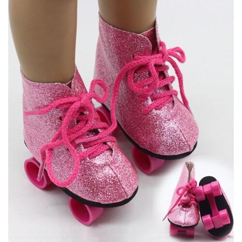 Doll Roller Skates for 18 inch American Doll Boots for 43cm Baby Reborn Dolls Fashion Gifts for Girl Doll Accessories