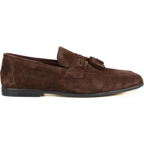 FootCourt- Brown Suede Leather Tassel Loafer Vintage Gentleman New etor Fashion Shoes Men Business Shoes Men Classic Party Shoes