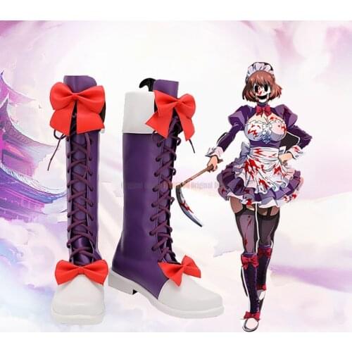 High-Rise Invasion Maid Mask Cosplay Boots Purple Shoes Custom Made Any Size