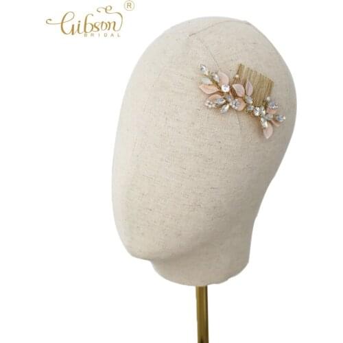 Fashion Accessories Hair Jewelry Hair Side Combs Rose Leaf Opal Bridal Headpiece Wedding Birthday Gift