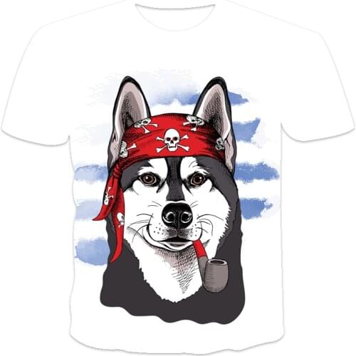 2021 Summer New Mens T-shirt Loose Clothes Short Sleeve Fashion Animal Dog Print O-Neck Mens T-shirt