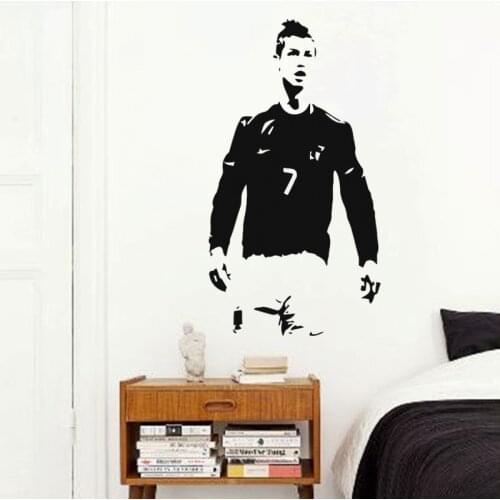 Art cheap vinyl home decoration famous Cristiano Ronaldo wall sticker house decor football player soccer star decals in bedroom