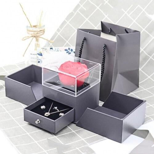 Unfading Dried Flower Design Ring Gift Craft Jewelry Display Holder Packing Box Mothers Day gift Jewellry Packaging Box Holder