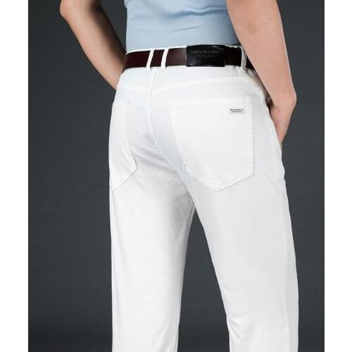 2021 New Classic Style Mens Skinny White Jeans men Cotton Casual Business Stretch Denim Trousers Male Fashion Brand Pants 28-38