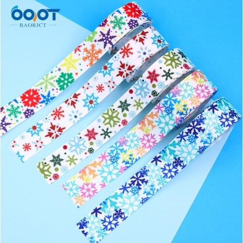 22MM,10Yards Christmas Snowflake Series Cartoon Grosgrain Ribbons,Bow Cap Accessories Party Gift Wrap DIY Handmade 201102-12