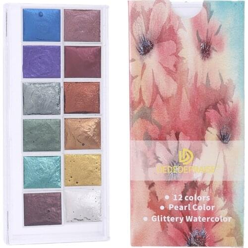 Mini Solid Watercolor Paints Portable Pearlescent Watercolor Paint Portable Water Color Paint For Painting Art Supplies