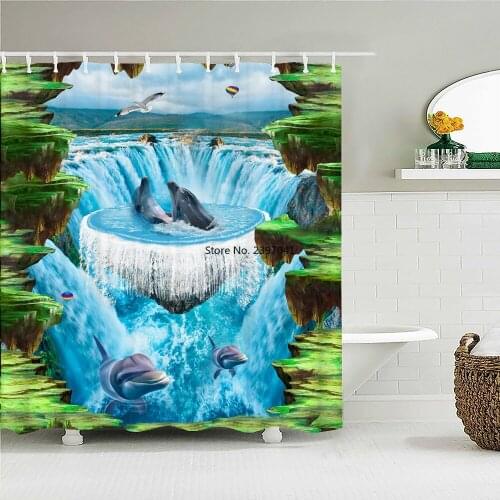 Underwater World Fish Turtle 3d Shower Curtains Ocean Dolphin Sea Scenery Fabric Waterproof Bath Curtain Bathroom Decor Screen