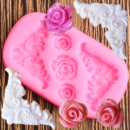 Rose Flower Relief Border Silicone Molds DIY Wedding Fondant Cake Decorating Tools Candy Clay Chocolate Gumpaste Moulds
