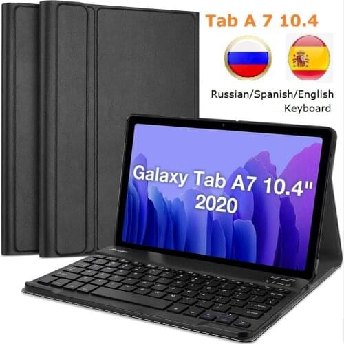 Slim Coque for Samsung Tab A7 10.4 2020 Keyboard Case SM-T500 T505 Russian Spanish For Samsung tab A 7 T500 Keyboard Cover