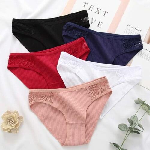 Hot Womens underwear Pure cotton Woman Briefs For Sexy Lace Womens shorts Underpants Girls Panties Breathable Lingerie