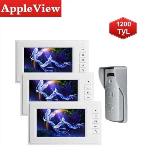 Video Door Phone Intercom 7''Inch Wired Entry System Kit Doorbell Monitor Camera For Home Security