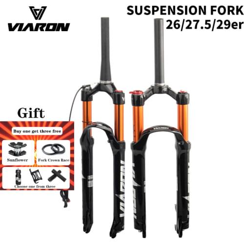 VIARON MTB Bike Fork Solo Air Bicycle Adjustable Front Suspension 26/27.5/29 Inch Straight/Tapered Tube Manual/Remote Lockout