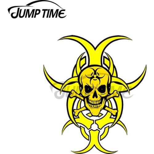 JumpTime 13 x 4cm Toxic Grinning Skull Tribal Biohazard Decal Surfboard Car Sticker Waterproof Occlusion Scratch Car Assessoires
