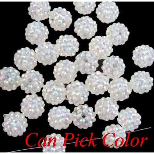 Yrt4ng 10mm*12 mm ball pave mixed wholesale Resin crystal Beads Basketball Wives DIY Finding jewelry bracelet