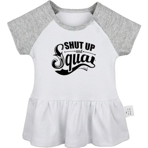 Shut Up and Squat Todays Menu Eat It or Starve Design Newborn Baby Girls Dresses Toddler Infant Cotton Clothes
