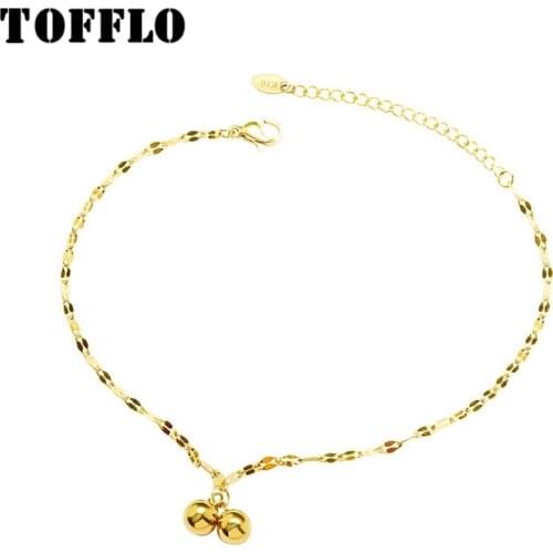 TOFFLO Stainless Steel Jewelry Sexy Fish Mouth Two Steel Ball Chains Lovely Anklet Women BSS088