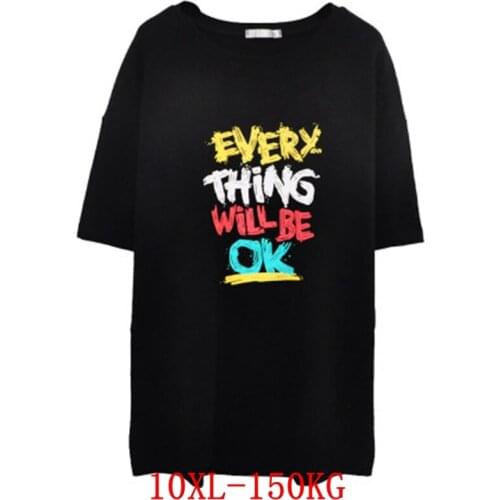 Large size womens T-shirt plus size 7XL 8XL 9XL 10XL summer round neck short sleeve loose black and white red big T-shirt top
