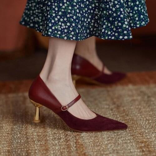 Mary Jane womens shoes 2021 new retro pointed toe with temperament high heels women banquet stiletto women
