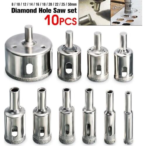 10pcs For Glass Marble Hard 8-50mm Tool DIY Durable Home Practical Cutting Metal Hole Opener Drill