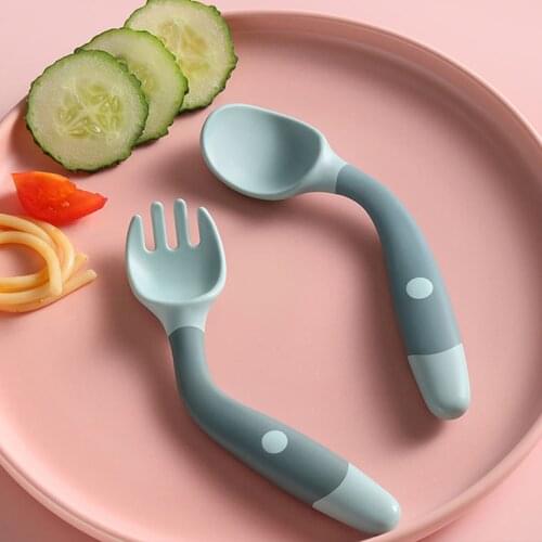 2Pcs Bendable Spoon and Fork for Kids Baby Toddler Learn To Eat Training Tableware Infant Children Tableware Baby Utensils Set