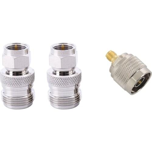 2Pcs N-Connector Female Jack To F-Type Male Plug Antenna Rf Adapter & 1 Pcs N Male To Sma Female Adapter Jack Connector