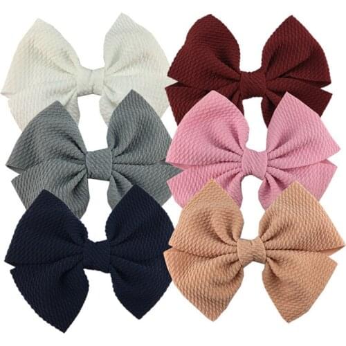 20pcs/Lot 5" Seersucker Waffle Bow Knot Without Clip 12.5CM Baby Girls Handmade Soft Hair Accessories Headwear Headdress