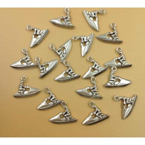 35pcs/lot Antique Silver Plated 19x24mm Speedboat Alloy Charm Pendant Fit DIY Jewelry Findings