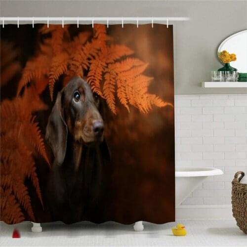 3D Pug Cartoon Animals Printed Bath Curtains with Free Hooks Waterproof Polyester Shower Curtain Animals Bathroom Decoration