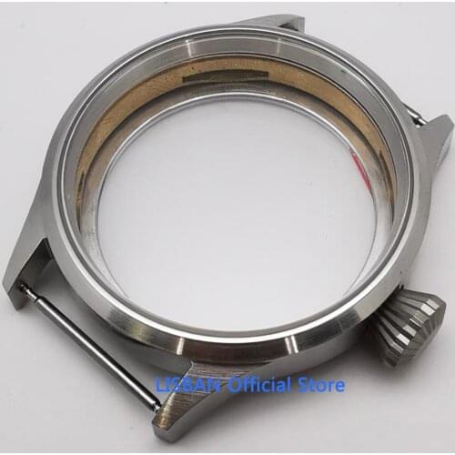 43mm brushed 316L stainless steel sapphire glass mens watch case fit ST36 ETA 6497 6498 movement