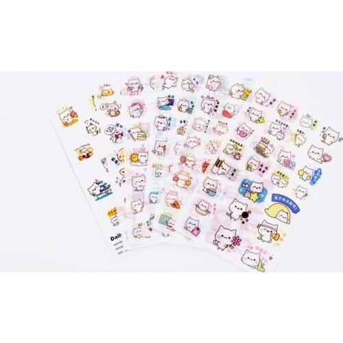 6pcs Lovely cat transparent sticker Organizer Calendar Diary Book Planner Scrapbook Decoration Diary Sticker papeleria