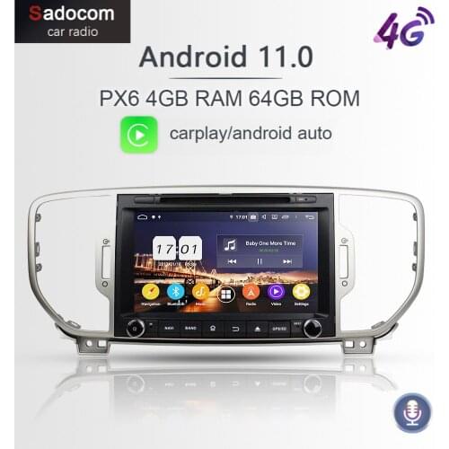 720P PX6 DSP HD Android 10.0 8Core 4GB RAM 64GB ROM car radio 5.0 Wifi GPS Car DVD Player autoradio For kia Sportage 2016 2017