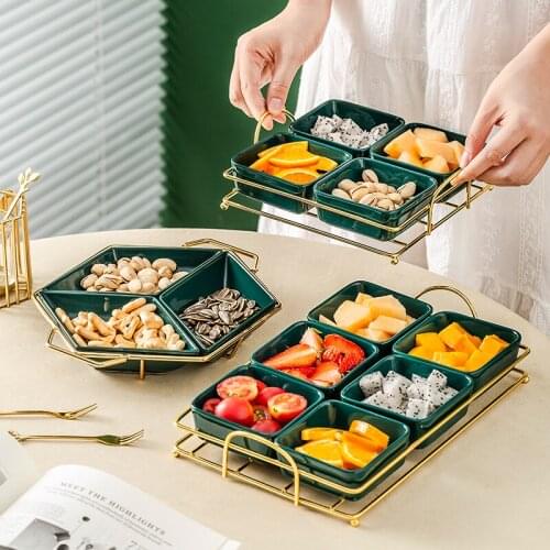 European-style Fruit Plate Snack Plate Metal Creative Living Room Home Snack Plate Exquisite Assortment Sugar Dried Fruit Plate