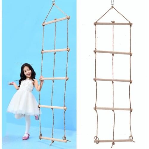 Kids Climbing Rope Ladder Swing Indoor Outdoor 5 Rungs Climb Hang Ladder Kids Garden Game Sports Toys Exercise Equipment
