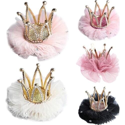 Children Kidds Girl Princess Rhinestone Crystal Lace Crown Hairpin Clip New Style Gift Decoration Accessory