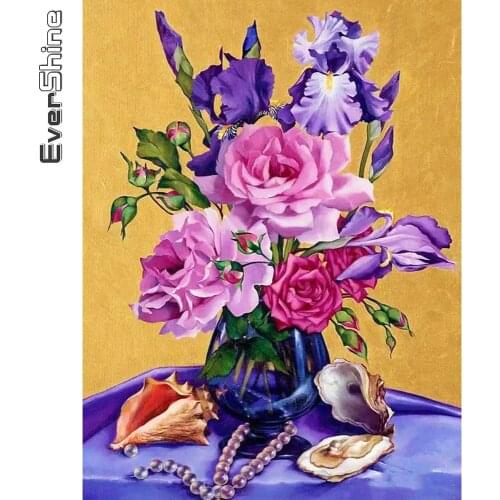 Evershine Diamond Mosaic Rose Bead Embroidery Cross Stitch Diamond Painting Flowers Rhinestones Pictures Handmade Hobby Gift