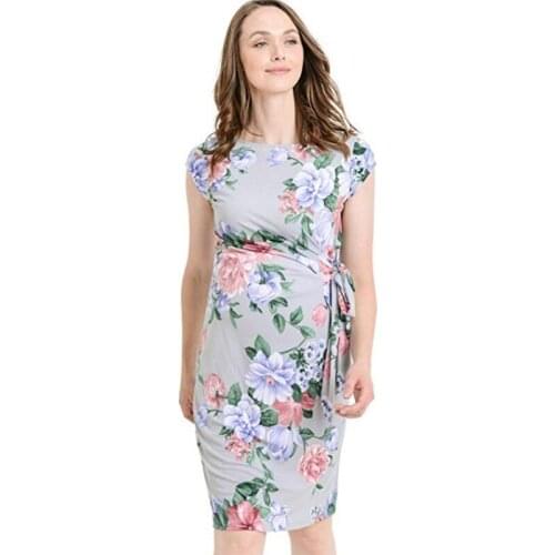 European Pregnant Womens Dresses 2021 Summer Self-cultivation Printing Maternity Clothes Pregnancy Premama Party Dress Costumes