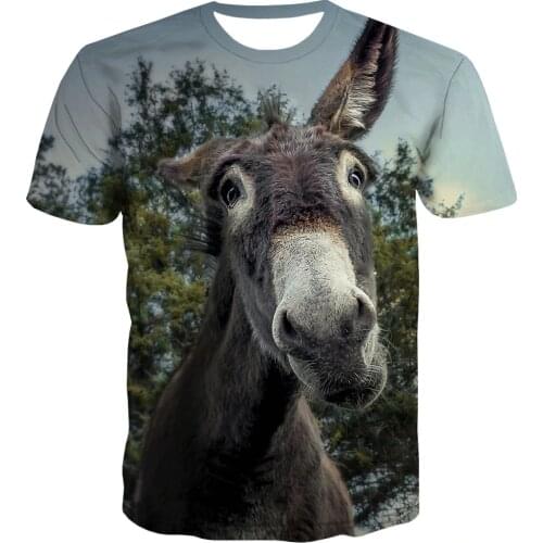 KYKU Animal T shirt Men Donkey Tshirts Casual Funny Shirt Print Harajuku Tshirt Printed Lovely Anime Clothes Mens Clothing