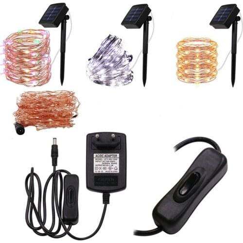 Copper Wire Fairy Light String 10M 20M Garland Christmas Decorative Waterproof Solar Lamps EU US UK AU RGB Warm White Blue