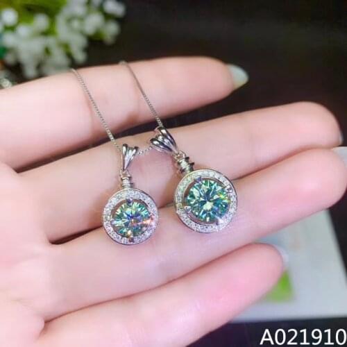 KJJEAXCMY boutique jewelry 925 sterling silver inlaid colored Mosang Diamond ladies pendant support detection fashion exquisite