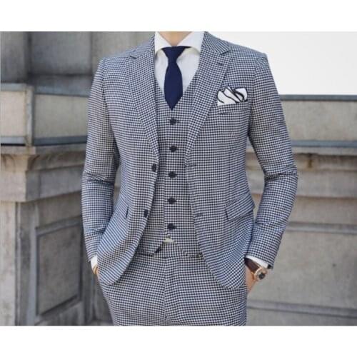 Handsome Groomsmen Notch Lapel Groom Tuxedos Mens Wedding Dress Man Jacket Blazer Prom Dinner (Jacket+Pants+Tie+Vest) A092