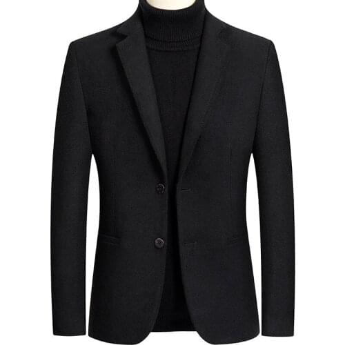 Mens Blazer Suit Jacket Slim Fit Man Solid Color Suit Male Formal Thicken Coat Jacket Single Suit Men Trendy Business Jackets