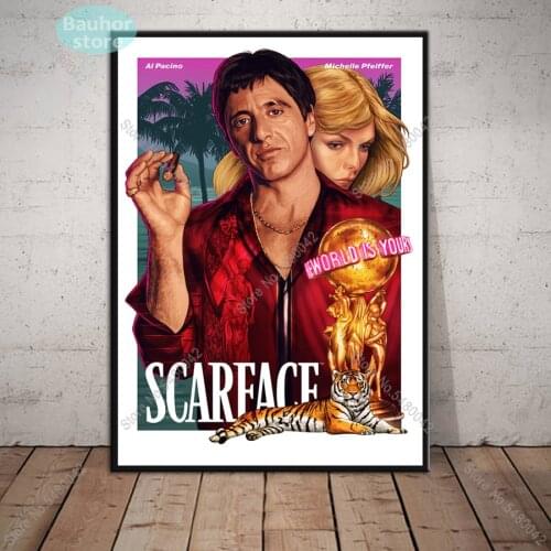 New HD Scarface Movie Poster AL PACINO Godfather Canvas Painting Posters and Prints Wall Art Picture for Living Room Home Decor