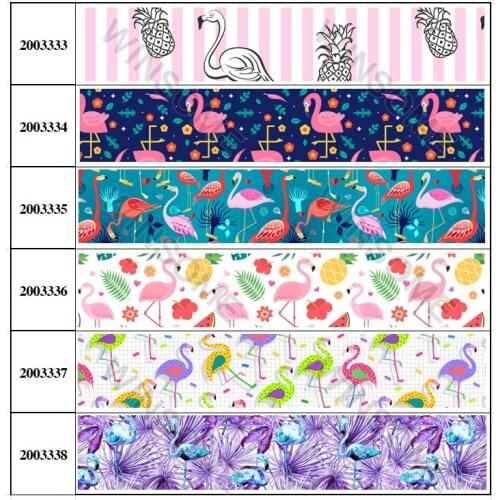 New cartoon 10yards different sizes cute Flamingo ribbon printed grosgrain ribbon