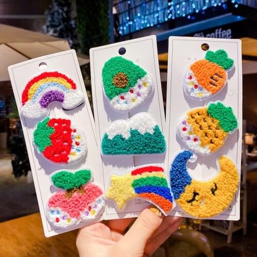 Autumn and Winter Children Cute Cartoon Fruit Flower Ornament Hair Clips Girl Soft Barrettes Hairpins Kids Hair Accessories