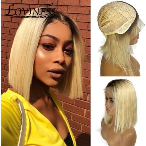 13x1x4 Short Bob Wigs T Part Lace Front Human Hair Wigs 613 Blonde Short Bob Wigs Remy Brazilian Straight Bob Wigs for Women