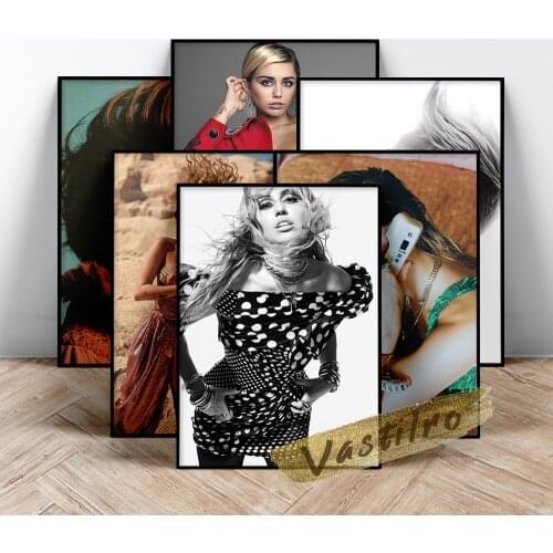 Hot Singer Miley Cyrus Poster, Music Female Star Prints, Beauty Actor Wall Picture, Elegant Goddess Portrait Painting, Fans Gift