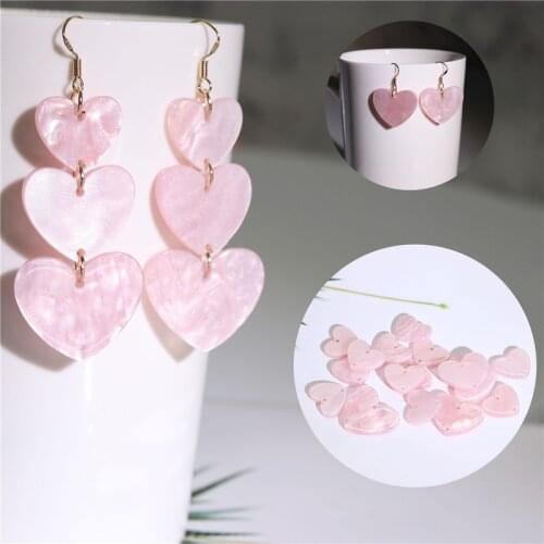 9pcs 3Size Heart Shape Charms for Jewelry Making DIY Earring Necklace Accessories Romantic Pink Jewelry Findings Wholesale